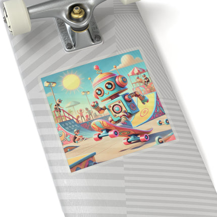 🛹🤖 The Skate Park Robot Kiss-Cut Sticker – Action, Energy & Retro Fun