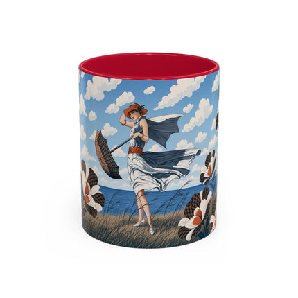 🌊🌼 The Windswept Seaside Promenade Colorful Mug – Art Deco Coastal Elegance