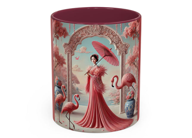 Petals, Porcelain, and Flamingos Colorful Mugs (11oz, 15oz)