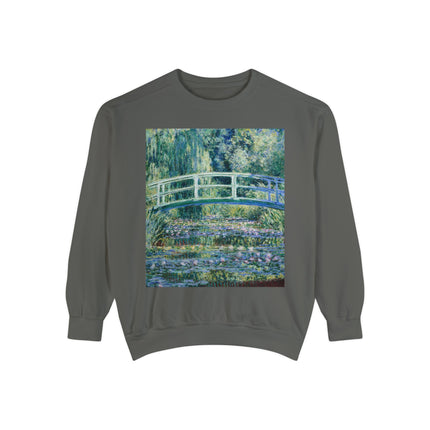 Water Lilies and Japanese Bridge by Claude Monet Unisex Garment-Dyed Sweatshirt