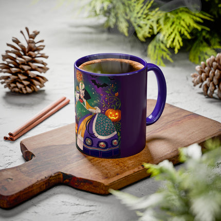 🎭🎃 The Masquerade Beneath The Pumpkin Lantern Colorful Mug – Theatrical Halloween Charm