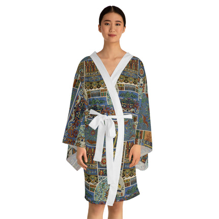 Chinois et Japonais by Auguste Racinet Long Sleeve Kimono Robe (AOP)