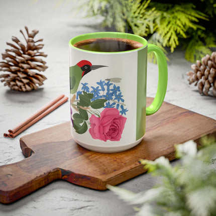 Woodpecker & Rose Colorful Mugs – Vibrant Spring & Bold Beauty