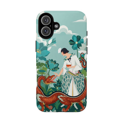 🐉🌿 The Dragon Keeper Phone Case – Art Deco Floral Fantasy