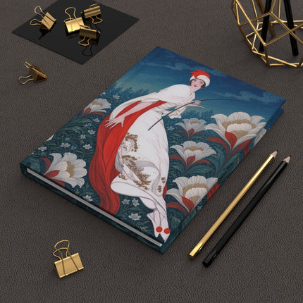 🌺❤️ The Lady Of The Scarlet Lily Garden Hardcover Journal – Art Deco Floral Elegance