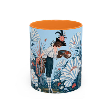 🎨💙 The Enchanted Garden Artist Colorful Mug – Art Deco Floral Whimsy