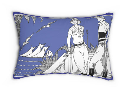 Coastal Elegance Spun Polyester Lumbar Pillow
