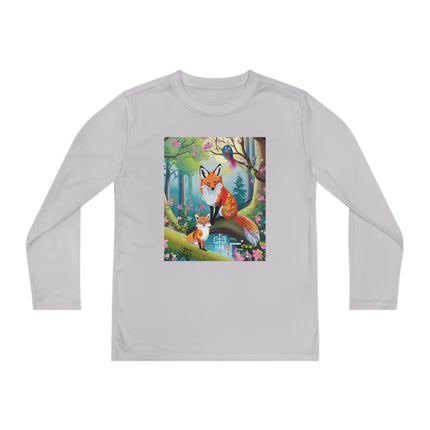 Mischievous Fox Youth Long Sleeve Competitor Tee – Woodland Fun & Storybook Adventure