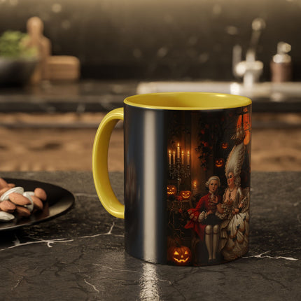 🌙🎃 The Moonlit Pumpkin Parlor Colorful Mug – Elegant Halloween Charm