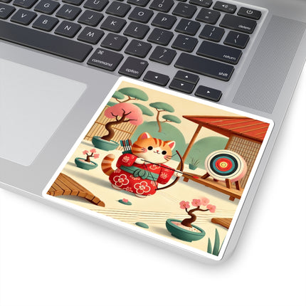 Archer Kitten in the Zen Garden Kiss-Cut Stickers (4 Sizes)