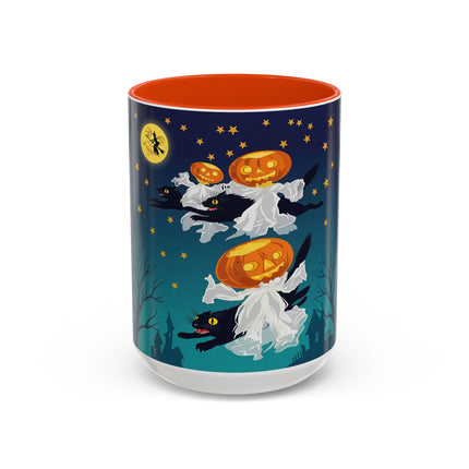 🐈‍⬛🎃 The Flying Black Cats Of Halloween Colorful Mug – Whimsical Storybook Charm