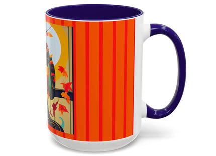 Black Cat in Kimono Colorful Mugs, 11oz