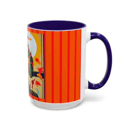 Black Cat in Kimono Colorful Mugs, 11oz