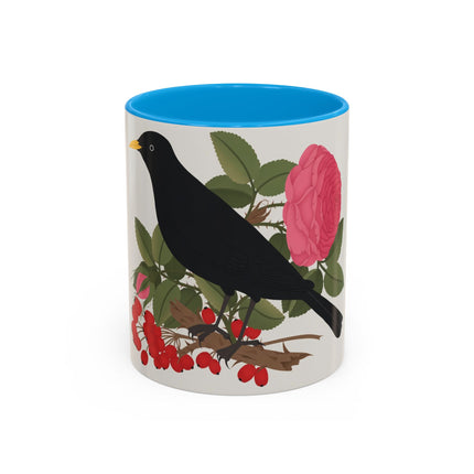 Blackbird & Rose Colorful Mugs – Timeless Elegance & Nature's Harmony