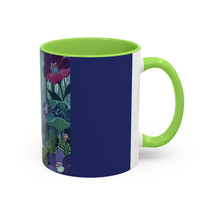 The Lady Of The Moonlit Fountain Colorful Mugs – Art Deco Botanical Serenity