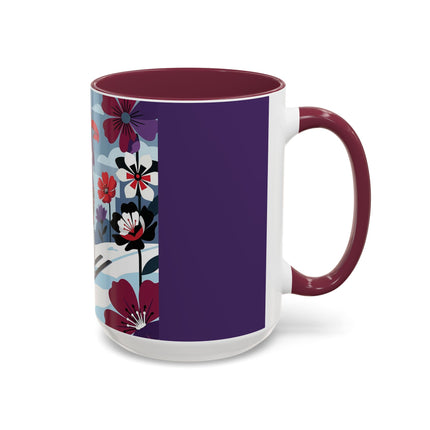 🎿❄️ The Winter Flower Skier Colorful Mug – Art Deco Alpine Fantasy