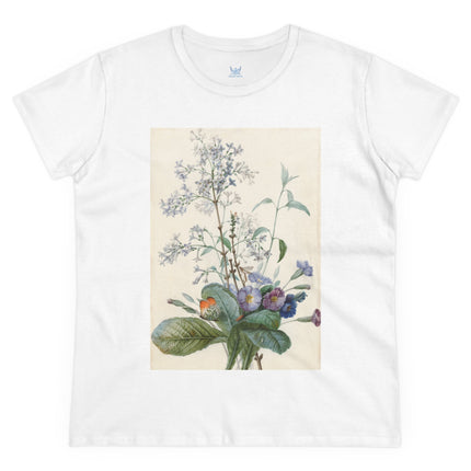 A Bouquet of Flowers with Insects by Pierre Joseph Redouté Women's Midweight Cotton Tee