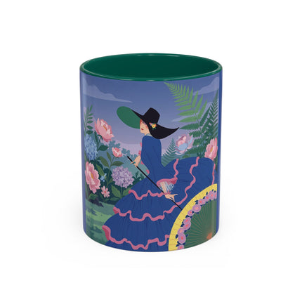 The Lady Of The Garden Stroll Colorful Mugs – Art Deco Botanical Elegance