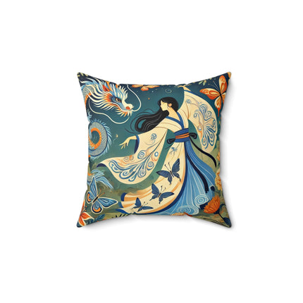 Fairy Waltz in the Butterfly Garden Spun Polyester Square Pillow