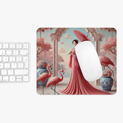 Petals, Porcelain, and Flamingos Mouse Pad