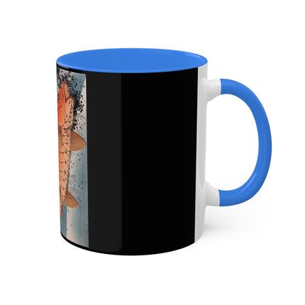 Carp Swimming up a Waterfall by Yashima Gakutei Colorful Mugs, 11oz
