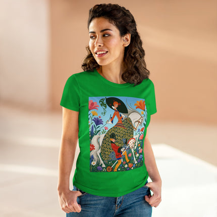 🐎🌸 The Enchanted Garden Riders Cotton Tee – Art Deco Equestrian Whimsy
