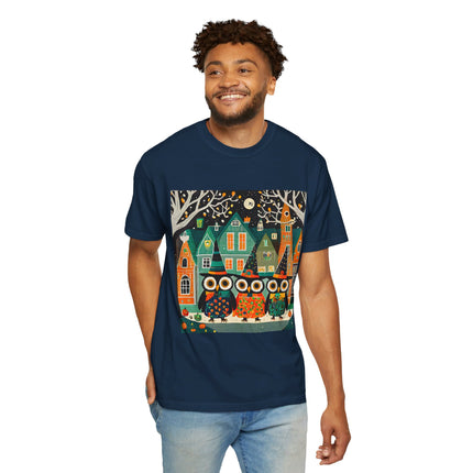 Night of the Trick-or-Treating Owlets Unisex Garment-Dyed T-shirt