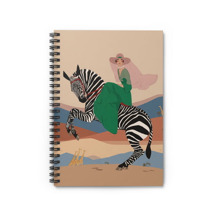 Zebra Rider Spiral Notebook – Safari Chic & Art Deco Adventure