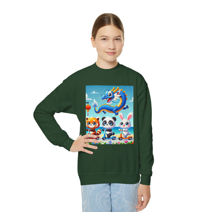 Seaside Scooter Friends Youth Crewneck Sweatshirt – Coastal Fun, Friendship & Playful Adventure