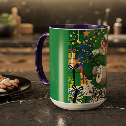 🍀🎄 The Emerald Holly Christmas Colorful Mug – Art Deco Holiday Elegance