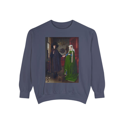Arnolfini Portrait by Jan Van Eyck Unisex Garment-Dyed Sweatshirt