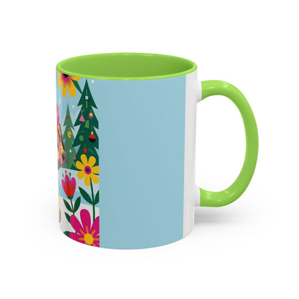 🌸🎄 Christmas In The Winter Garden Colorful Mug – Whimsical Holiday Fantasy