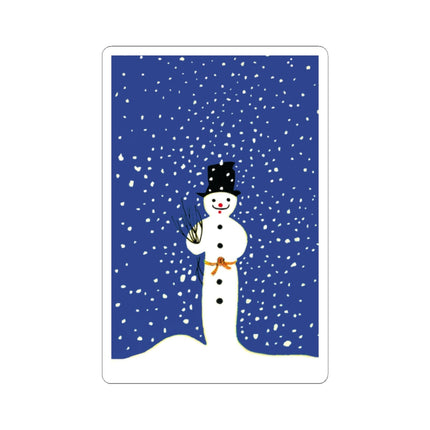 Snowman in Falling Snow Kiss-Cut Stickers (4 Sizes)