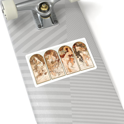 The Seasons by Alphonse Maria Mucha Kiss-Cut Stickers (4 Sizes)