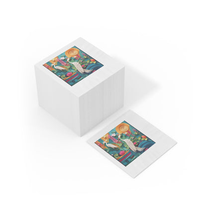 Elegant Egret Oasis White Coined Napkins