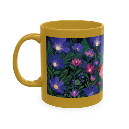 🌙🌺 The Lady Of The Midnight Flower Garden Ceramic Mug – Art Deco Floral Elegance