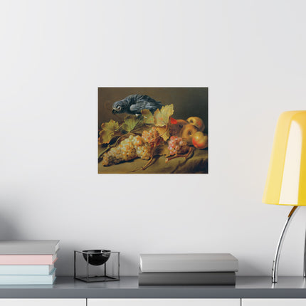 Still Life with Parrot and Grapes by Erasmus Von Engert Matte Horizontal Posters
