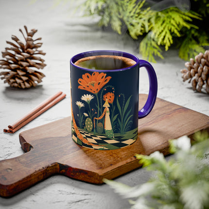 🌼🧡 The Midnight Floral Masquerade Colorful Mug – Art Deco Fashion Fantasy