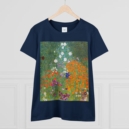 Cottage Garden by Gustav Klimt Women's Midweight Cotton Tee