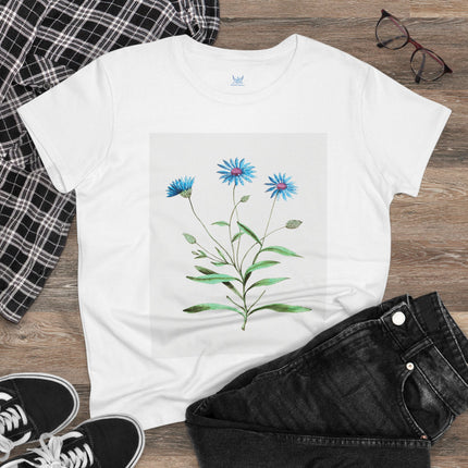 Blue Strawflower by Anselmus Boëtius de Boodt Women's Midweight Cotton Tee