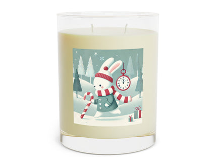 Candy Cane Timekeeper Bunny Scented Candle - Full Glass, 11oz