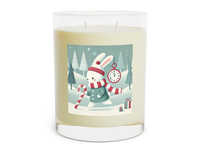 Candy Cane Timekeeper Bunny Scented Candle - Full Glass, 11oz