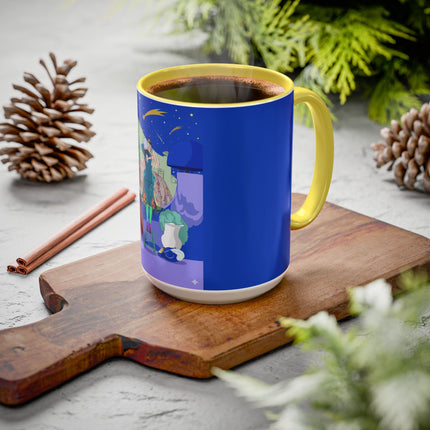 Wishes Beneath the Comet Sky Colorful Mug (11oz, 15oz) – Celestial Magic, Art Deco Elegance & Dreamy Wonder