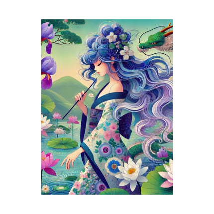 🐉🪷 Fairy of the Koi Pond Matte Vertical Poster – Tranquil Magic & Dragon Grace