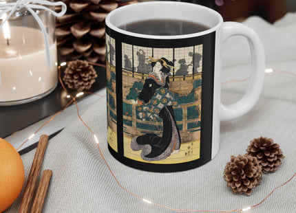 Japanese woman woodcut print by Kikukawa Eizan Ceramic Mug 11oz