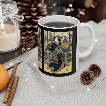 Japanese woman woodcut print by Kikukawa Eizan Ceramic Mug 11oz