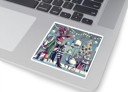Whimsical Christmas Tea Party Kiss-Cut Stickers (4 Sizes)