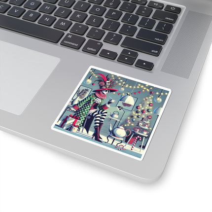 Whimsical Christmas Tea Party Kiss-Cut Stickers (4 Sizes)