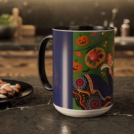 🏮🎃 The Lady Of Halloween Lanterns Colorful Mug – Colorful Art Deco Halloween Charm