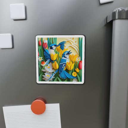 Blue Jays in a Spring Garden Die-Cut Magnets (5 Sizes)